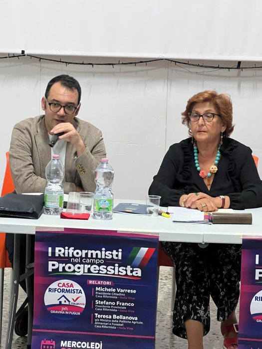 Stefano Franco durante il suo intervento all’incontro “I Riformisti nel campo progressista” a Gravina in Puglia